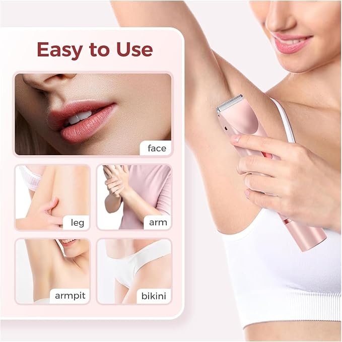 Dual Head Shaver Women, 2 in 1 Electric Bikini Trimmer for Women, Waterproof Wet and Dry Electric Lady Shaver, Portable & Safe, Razor for Womens Private Area (Blue)