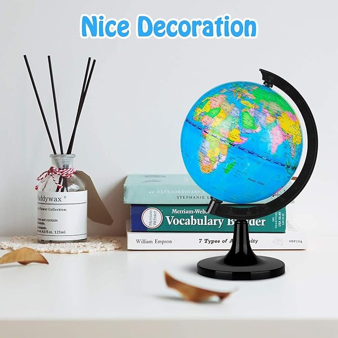 Educational Rotating World Map Globes Mini Size Decorative Earth Children Globe for Classroom Geography Teaching,