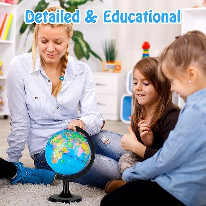 Educational Rotating World Map Globes Mini Size Decorative Earth Children Globe for Classroom Geography Teaching,