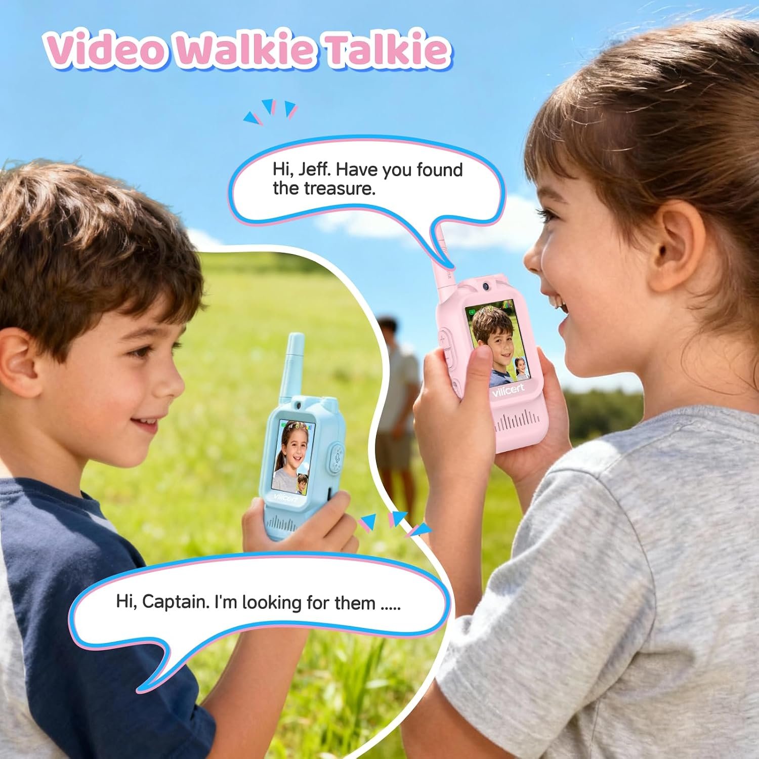 Video Walkie Talkie Toys for Age 3-12 Boys Girls, 2 Pack Walkie Talkies with Screen