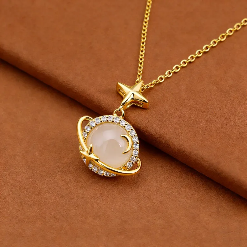 Star Moon Myth Chalcedony Necklace