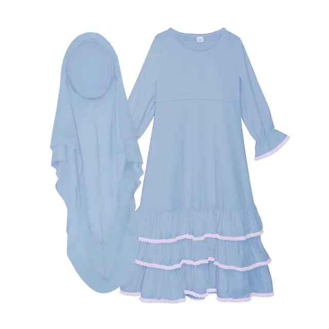 Children's European and American Style Spring and Autumn Long-Sleeve Girls' Dress with Pleated Layers and Appliqué, Two-Piece Set, Trendy Children's Clothing