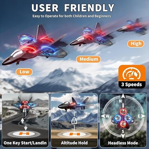 Remote Control Airplanes Rc Planes for Kids Adults 4-8 || Remote Control Planes Fighter Jet with Light || 360° Flip Fighter Jet Toy, Gravity Sensing, Stunt Roll