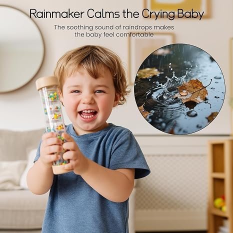 Rainmaker Rain Stick Musical Instrument for Toddlers, 8 Inch Rainfall Rattle Tube Rainstick Shaker Toy Chrismas Birthday for Toddlers 1 2 3 Years Old