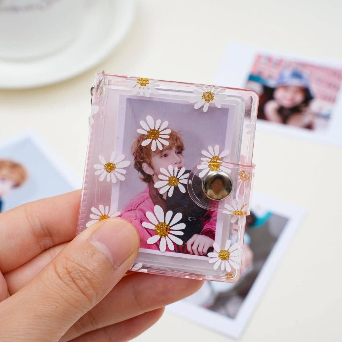 1/2inch 20 Pockets Hanging Chain Photo Holder Cute Mini Photo Album Keychain Portable Creative Card Holder With Keychain